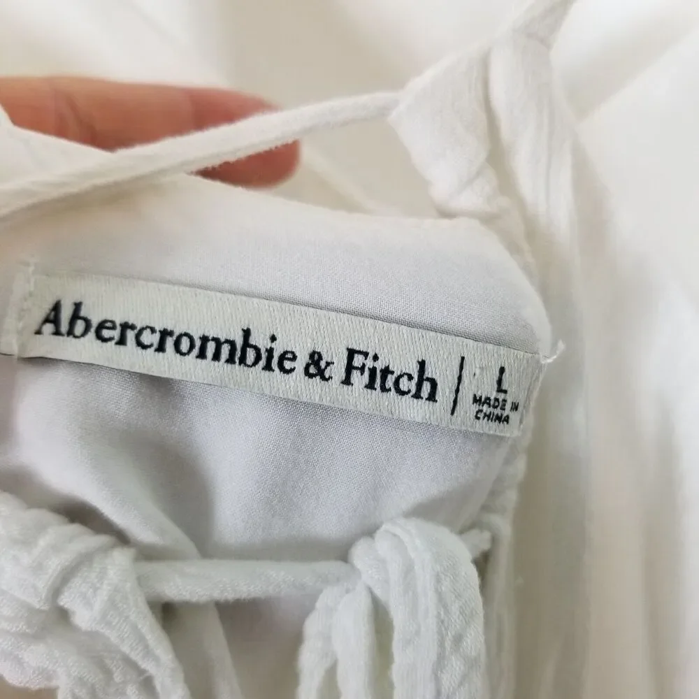 Abercrombie Fitch Women‎ Button Through White Maxi Dress Sz L Spaghetti Straps